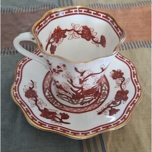 Coalport "Indian Tree Coral"- gold gilded- Demitasse tea/coffee cup-  mint!